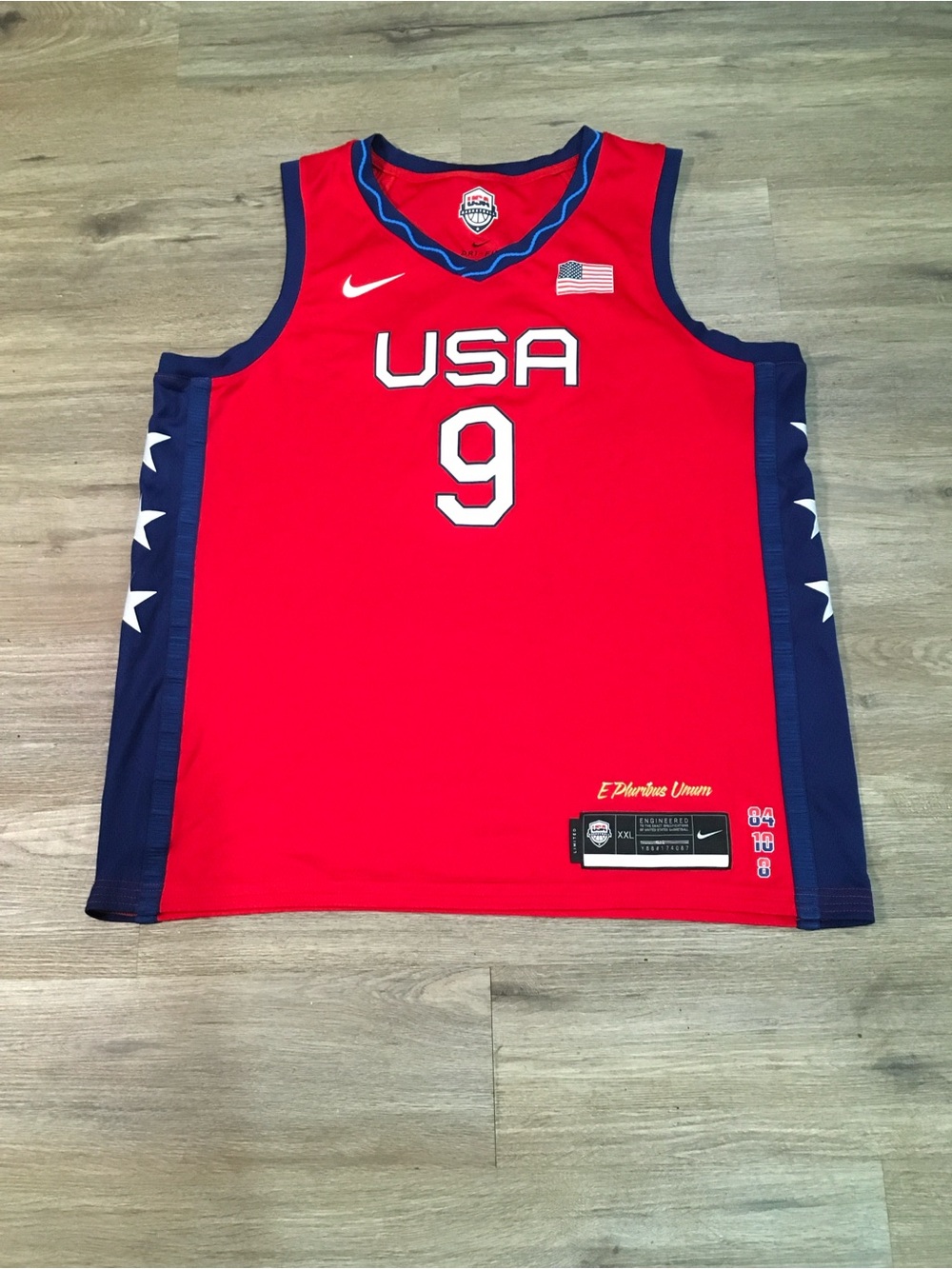 A’ja Wilson Nike Red Basketball Jersey with Navy Trim